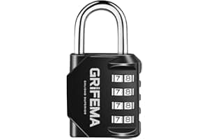 GRIFEMA GA1001-1 Candado de Combinación, Cerradura de Combinación de 4 Dígitos , Adecuada para Gimnasio, Maleta de Equipaje y Caja de Herramientasetc Etc, Negro