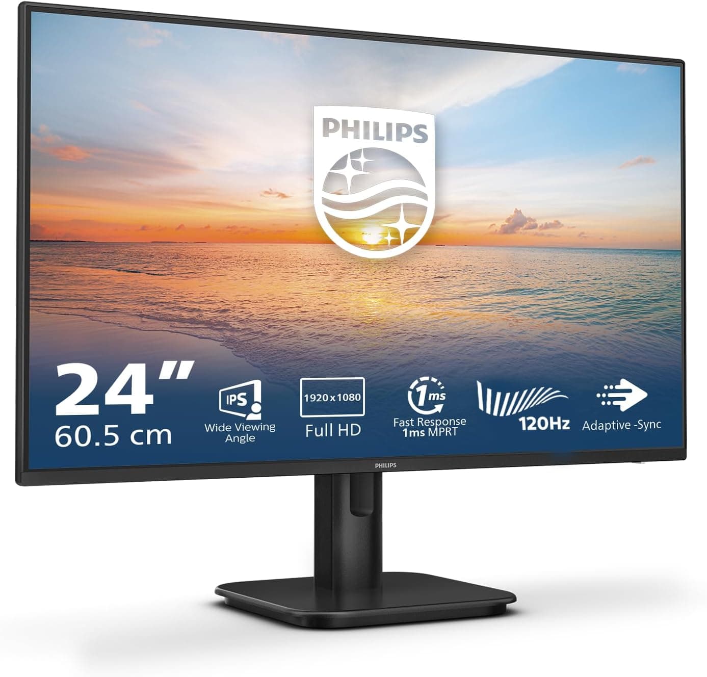 Philips 24E1N1100A Monitor 24 Pulgadas FHD, 120Hz, IPS, 1 MPRT, Adaptive Sync., Altavoces (1920x1080, 1x HDMI 1.4), Negro