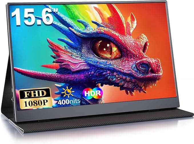 Monitor Portatil, 15.6 Pulgadas Pantalla Portatil, IPS 1080P FHD Portable Monitor con Mini HDMI/USB-C, para Computadora Portátil, PS5, Xbox, Teléfono [Clase de eficiencia energética A]