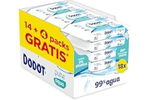Dodot Toallitas Pure Aqua Para Bebé, 864 Toallitas (18 Packs de 48 Unidades), Ayuda A Restaurar El PH Natural De La Piel, 99% Agua, Sin plástico