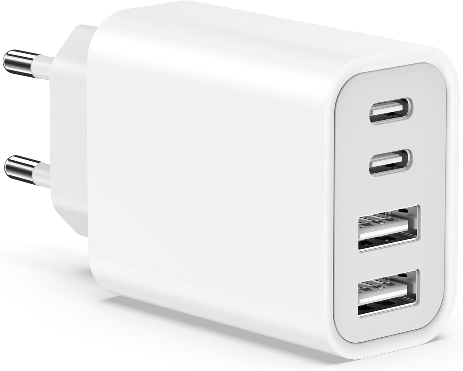Cargador USB C, 45W 4 Puerto Enchufe USBC para iPhone 17 16 15 Plus 14 13 12 11 Pro Max SE 2020 Air iPad Samsung, Movil Carga Rápido USBC Cargador Multiple Cabezal Adaptador de Pared Corriente Romalux